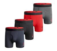 Fila Men's 6" Boxer Briefs Fly Front, 90% Polyester 10% Spandex, 4-Pack, Navy, Medium
