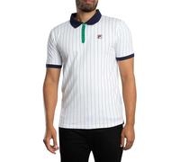 FILA Men's BB1 Classic Vintage Stripe Polo Shirt, White/Green/Navy, L