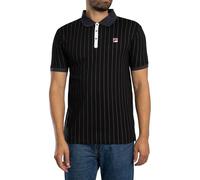 FILA Men's BB1 Classic Vintage Striped Polo Shirt, Black/Gardenia/Fig/Charcoal, M