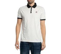 Fila Men's BB1 Classic Vintage Striped Polo Shirt, Gardenia/Black, 3XL