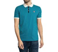 Men's Fila Bb1 Classic Vintage Striped Polo Deep Lagoon/Gardenia/Black - Size: 40