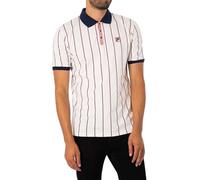 Fila Men's Brett Double Stripe Polo Shirt, Gardenia/Fila Navy/Fox Glove, L
