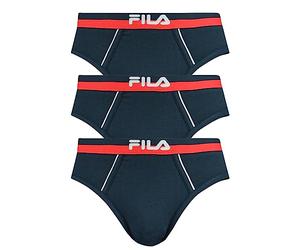 FILA Men's Briefs, Pack of 3, Logo Waistband, Urban, Cotton Stretch, Plain, navy, L