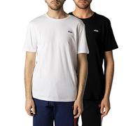 FILA Men's Brod Tee/Double Pack T-Shirt, Bright White-Black Beauty, 5XL