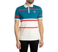 Fila Polo Shirt 80's Tennis Clarkson Yarn Dye Stripe Polo in Gardenia/FILA Red