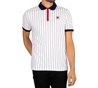 FILA Men's Classic Vintage Striped Polo Shirt, Navy/Red