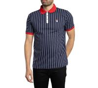 Fila Vintage White Line Mens BB1 Stripe Tennis Polo Shirt Navy/Red 2XL