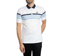Fila Men's Francis Yarn Dye Stripe Polo Shirt, White/Navy/Vista Blue, M