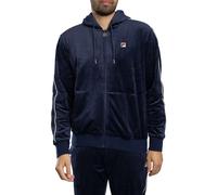 Italo Velour Zip Hoodie Navy/Gardenia XXL