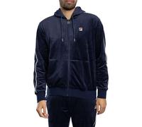 Fila Men's Italo Velour Zip Hoodie, Navy/Gardenia, L