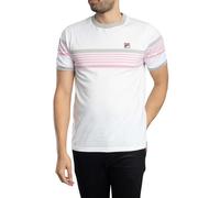 Fila Men's James Yarn Dye Stripe T-Shirt, White/High Rise/Prism Pink, 3XL