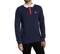 Nowell Waffle Knitted Longsleeved Polo Shirt Navy/Gardenia/Red XL