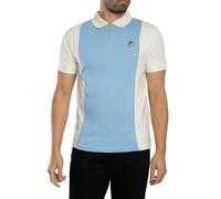 Fila Men's Pierro Cut & Sew Zip Polo Shirt, Gardenia/Frozen Fjord, M