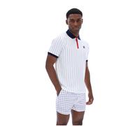 FILA Mens Polo Shirt BB1 80's Striped Polo in White / Fila Navy / Red