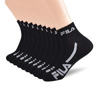 Fila Men's Racing Striped Quarter Socks (10 Pack), Black, One Size (Pack of 10)