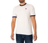 Fila Mens Retro Marconi Crew T-Shirt Cream/Navy Size Small
