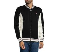 FILA Men's Settanta Baseball Track Jacket, Black/Gardenia/Fig/Charcoal, L