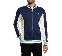 FILA Men's Settanta Baseball Track Jacket, Navy/Gardenia/Green, L