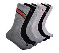 Fila Men's Striped Half Cushion Crew Socks, Grey Multi Chevron (6 Pack), One Size