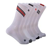 Fila Men's Striped Half Cushion Crew Socks, White Chevron (6 Pack), One Size (Pack of 6)