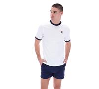 Fila Mens T-Shirt Marconi Essential Ringer Crew Neck Tee in White / FILA Navy