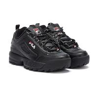 Fila Mens Womens Disruptor II Premium Black/White Red Trainers - UK 9