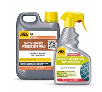 FILA Premium Surface & Grout Protection Kit: SATIN Finish Protective Wax (1L) & FUGAPROOF Grout Sealer (750ml) - 3-in-1 Satin Glow for Terracotta, Natural Stone & Encaustic Tiles
