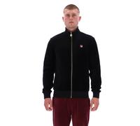 Fila Track Jacket Velour Nero Full Zip Logo Branded Track Top in Black