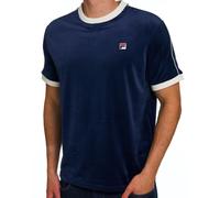 FILA Men's Basilio Velour T-Shirt, Navy/Gardenia, XXL