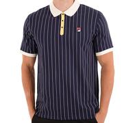 Fila Men's Bb1 Classic Vintage Striped Polo Navy/ Raffia/ Gardenia in Navy | Size: Large Fila Navy L
