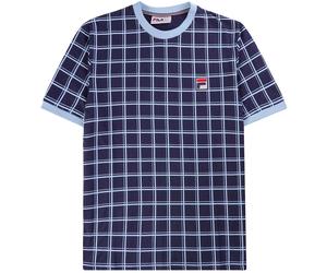 Fila Vintage Freddie Check Contrast Rib T-Shirt - Fila Navy - MH025-41