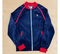 Fila Vintage Gabriele Velour Daniele Archive Versatile Track Jacket Top Navy Red