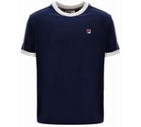 Fila Vintage Mens Basilio Velour T Shirt Navy/Gardenia Tennis Blue Tee