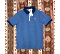 Fila Vintage Mens Classic BB1 Vintage Striped Polo T-Shirt Vintage Indigo 80's