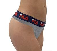 Fila Women's Classic Logo Cotton Thong Panty, Grey Heather, L