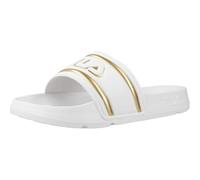 FILA Women's Morro Bay Logo Slipper Wmn Loafer, White Gold, 8.5 UK