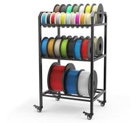 Filament Storage Stand for 3D Printers - 3-Tier Rolling Stand for Filament Spools with Wheel: Robust Metal Shelf for PLA ABS TPU Nylon Filaments Organiser for ST