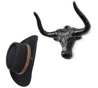 Filano Cowboy Hat Rack for Wall 1 Pack Longhorn Hat HooksHat Holder Cast Iron Metal Wall Decor Rustic Cowboy Hat Hanger for Storage Closet Bedroom Living Room Rust Western Gifts