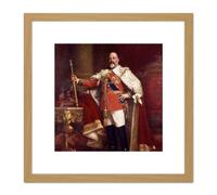 Fildes Portrait British King Edward VII Painting 8X8 Inch Square Wooden Framed Wall Art Print Picture with Mount Artery8 Light Oak One Size