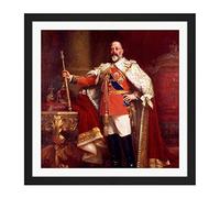 Fildes Portrait British King Edward VII Painting Square Wooden Framed Wall Art Print Picture 16X16 Inch