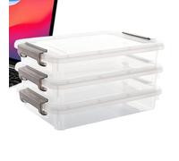 File Box, 3 Pieces Clear Stackable Storage, Space-Saving Document for Office, Home, or School, Durable Transparent Boxes, Stationery, Passport, ID, Paper, Letter, or Toy