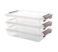 File Box with Lid, Waterproof - 32 x 23 x 7.3 cm, Transparent , Document Storage Bin, File Container, Durable Desktop Storage Accessories | Home Office School Use