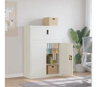 File cabinet 90x40x130 cm White Powder-Coated Steel Lockable Adjustable Shelf UK