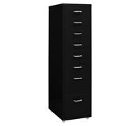 File cabinet Black Metal 5-Drawer Mobile 28x41x69cm Wheels Name-Tag Slots Heavy