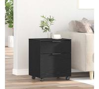 File Cabinet Black Oak 45x38x54cm Engineered Wood Mobile Drawer Unit with Wheels