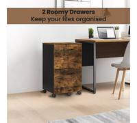 File Cabinet for Home Office, Filing Cabinet with 2 Drawers, Rustic Brown + Black