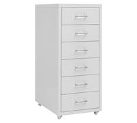 File Cabinet Grey Metal 5-Drawer Mobile with Wheels 28x41x69 cm Lockable Steel.