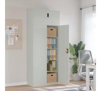 File Cabinet Light Grey 90x40x220cm Powder-Coated Steel Tall Lockable Adjustable