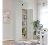 File Cabinet Light Grey 90x40x240 cm Powder-Coated Steel Lockable Shelf Tall Pro