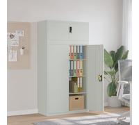 File Cabinet Light Grey Powder-Coated Steel 90x40x180cm 1 Shelf Secure Lock
